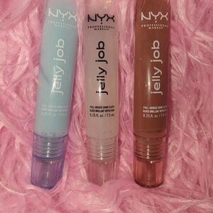 Jelly Lip Gloss Set - Blue, Clear, Brown